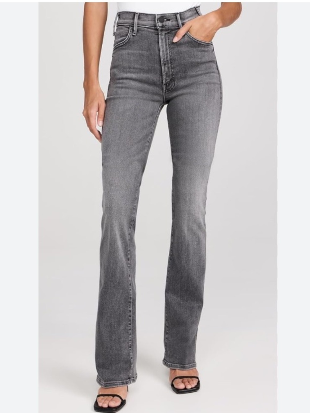 MOTHER The Hustler Heel High-Rise Bootcut Jeans Magic 8 Ball Gray Grey
